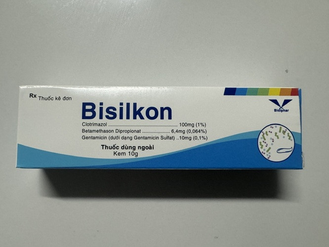Bisilkon 10g. thuốc điều trị  các bệnh nấm, hoặc nghi ngờ do nhiễm trùng, thích hợp eczema có rỉ dịch.