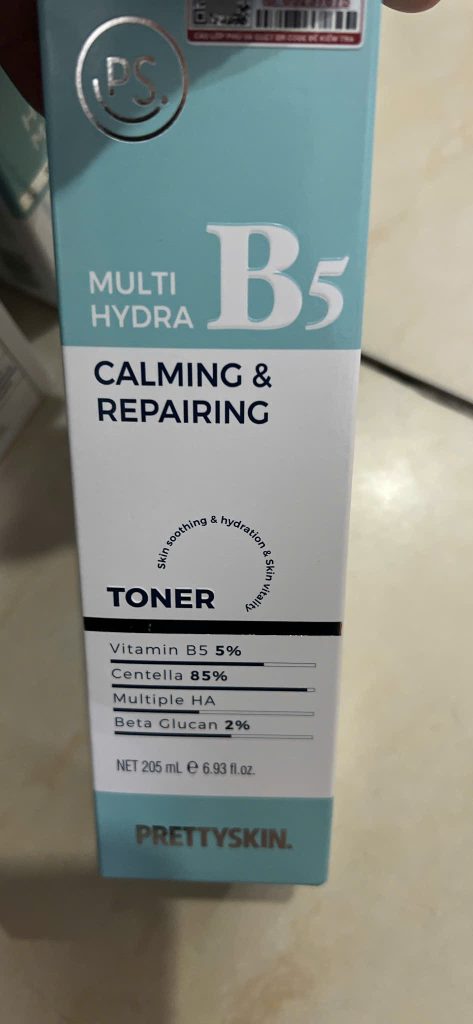 Nước hoa hồng dưỡng trắng da multi hydra b5 calming & repairing toner prettyskin 205ml