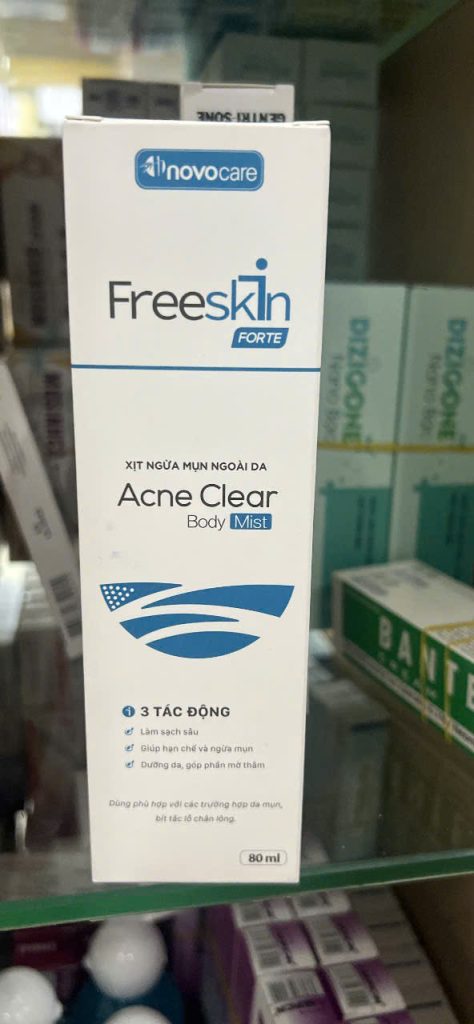 Xịt mụn novocare freeskin forte acne clear body mist 80ml
