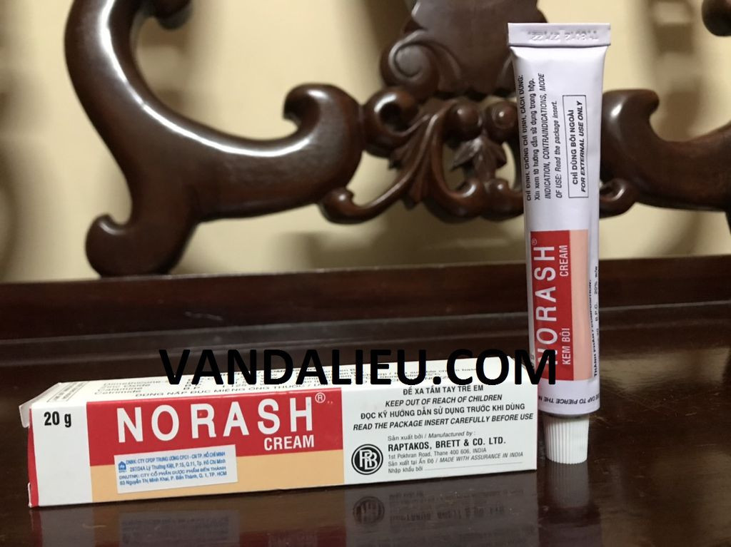 Norash cream 20g. viêm da tiếp xúc và kích ứng, loét do tỳ đè, giảm ngứa quanh hậu môn ở bênh nhân trĩ.