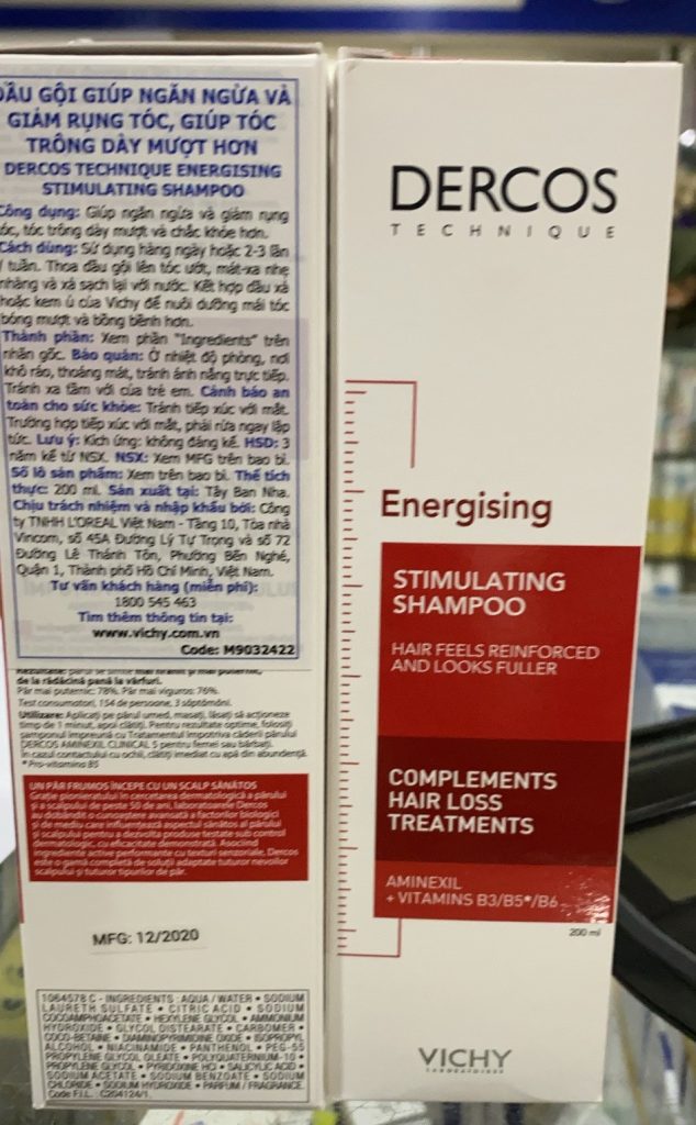 Dầu gội vichy dercos technique energising stimulating shampoo 200ml