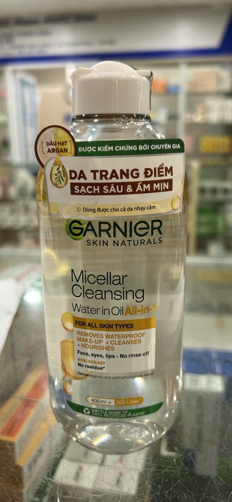 Nước tẩy trang garnier micellar cleansing water in oil 400ml dành cho da trang điểm