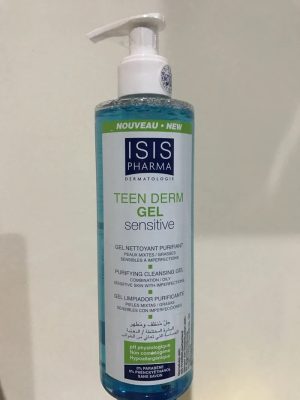 Isis pharma teen derm gel sensitive 250ml. gel rửa mặt giảm nhờn, ngăn ngừa mụn cho da nhạy cảm và da thường