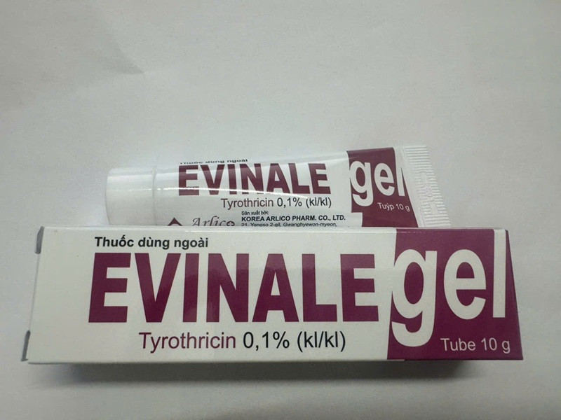 Kem bôi da evinale gel 10g. tyrothricin 1mg/g.